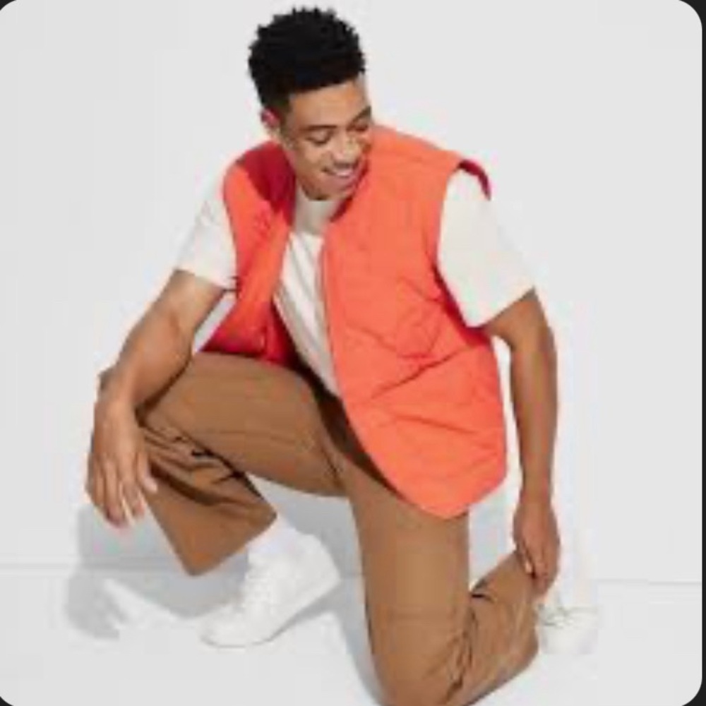 Men's Orange Quilted Vest